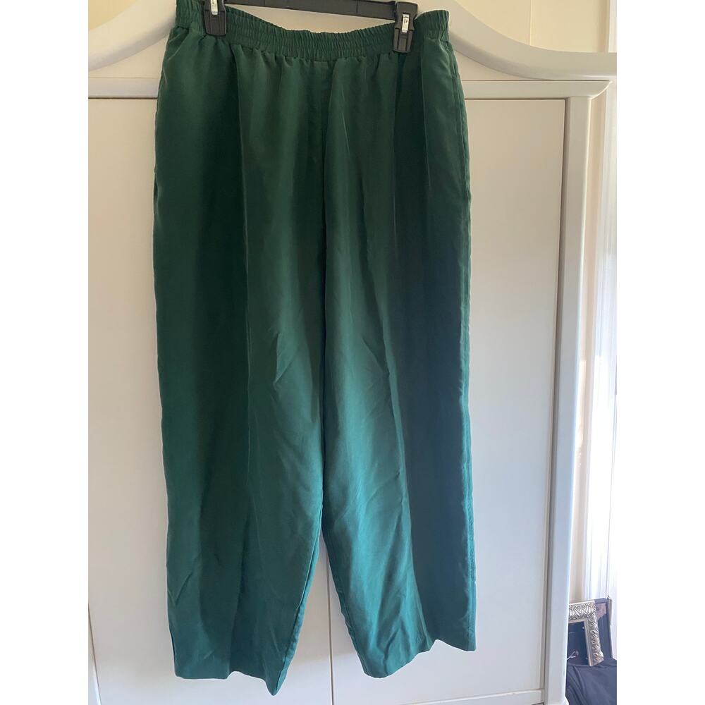 Vintage Hunt Club  100% Silk Shell Pants Green lined XL Tall